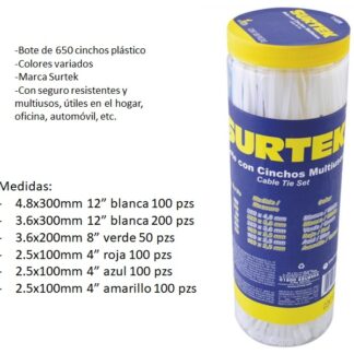 AMARRA PLASTICA COLORES 650 PZS SURTEK