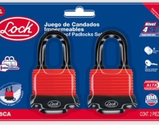 CANDADO DE 40MM LAMINADO REVESTIDO PARA INTEMPERIE GANCHO CORTO LLAVE MAESTRA LOCK