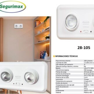 LAMPARA LED DE EMERGENCIA 2.4WX12 200L 2 OJOS 50M SEGURIMAX