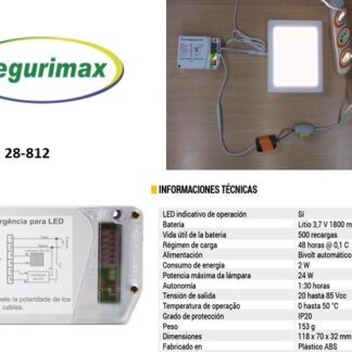 TRANSFORMADOR P/LAMPARA LED FUNCION DE EMERGENCIA