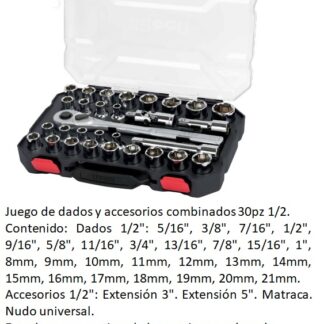 RATCH 1/2" CON DADOS URREA SET DE 30 PZS
