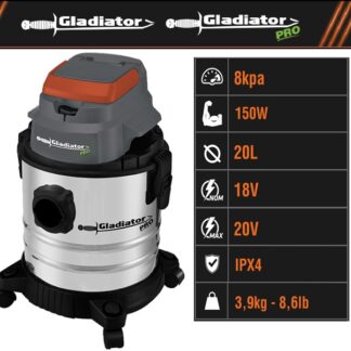ASPIRADORA RECARGABLE 18V GLADIADOR