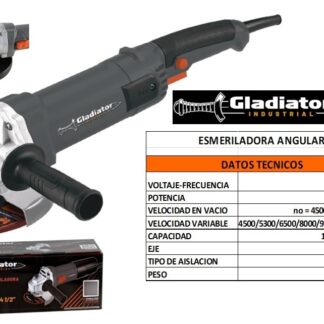 ESMERILADORA 4 1/2 1200W VELOCIDAD VARIABLE GLADIAT