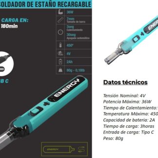 CAUTIN 36W 110V 450?C RECARGABLE T/LAPIZ ENERGY