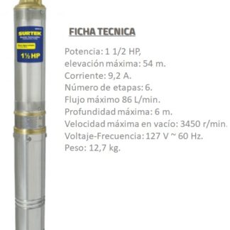 BOMBA DE AGUA SUMERGIBLE 1 1/2HP 6M PROFX54M ALTO SURTEK