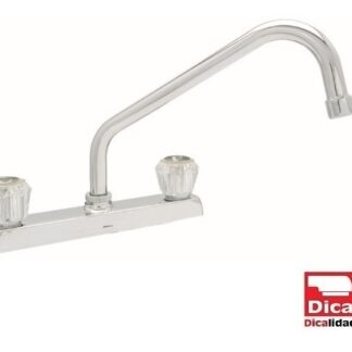 LLAVE DOBLE P/FREGADERO 8" CUELLO LARGO CROMADA DICA