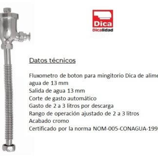FLUXOMETRO DE 1/2" P/URINARIO DE PUSH CROMADO DICA