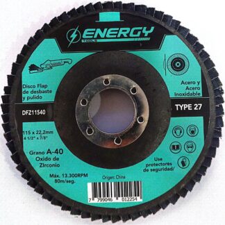DISCO FLAP DE 4 1/2" GRANO 40 ENERGY