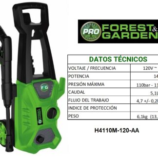 HIDROLAVADORA 1400W 120V 110bar 5.1L/MIN FOREST & GARDEN
