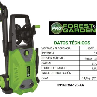 HIDROLAVADORA 1800W 120V 140bar 5.5L/MIN FOREST & GARDEN