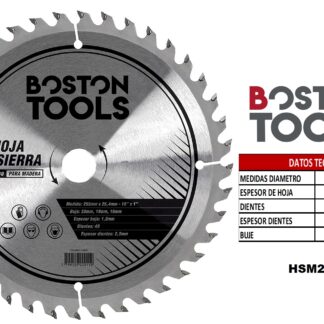 DISCO SIERRA DIAMANTADO DE 10" 40 DIENTES CORTE MADERA BOSTON TOOLS