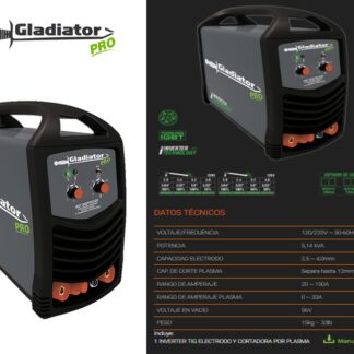 SOLDADOR INVERSOR TIG-ELECT-CORTAPLASMA GLADIADOR