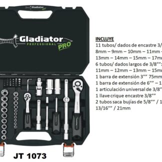 RATCH CON COPA 1/2"+1/4" C/ACCESORIOS SER 73 PZS GLADIADOR
