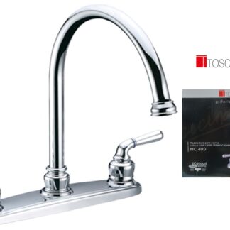 LLAVE DOBLE P/FREGADERO 8" CUELLO REDONDO CROMADA TOSCANA