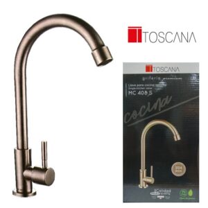 LLAVE MONOMANDO P/FREGADERO CUELLO CISNE SATINADA TOSCANA
