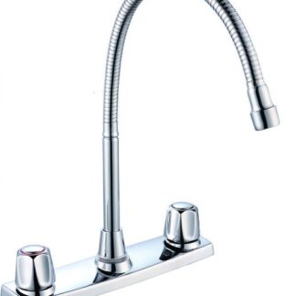 LLAVE DOBLE P/FREGADERO 8" CUELLO FLEXIBLE CROMADA TOSCANA