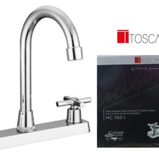 LLAVE DOBLE P/FREGADERO 8" CUELLO DE CISNE CROMADA TOSCANA
