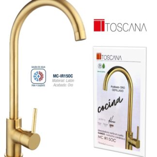 LLAVE MONOMANDO P/FREGADERO CUELLO EXTENDIBLE DORADA TOSCANA