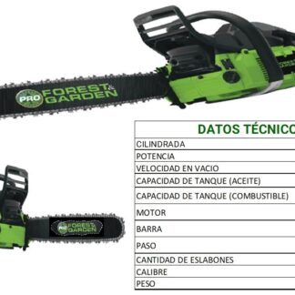 MOTOSIERRA DE GASOLINA 65CC 4.5HP 22" 770ML 2 TIEMPOS FOREST & GARDEN