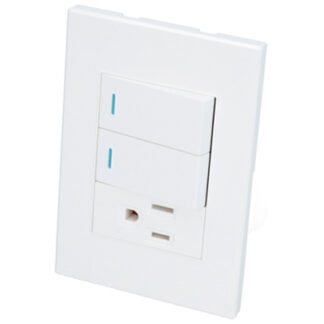 APAGADOR DOBLE + TOMACORRIENTE P/EMPOTRAR BLANCO SURTEK