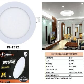 LAMPARA P/TECHO LED REDONDA P/EMPOTRAR 12WX 6" 840L 6400K ELECTRISE