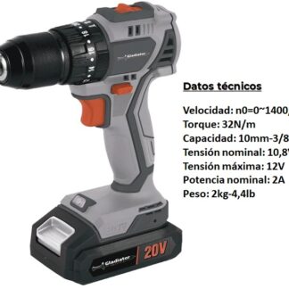 TALADRO PERCUTOR 13MM 20V 2AH k2 GLADIADOR INDUSTR